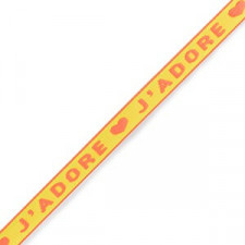 Ribbon text "J'adore" Neon yellow-orange